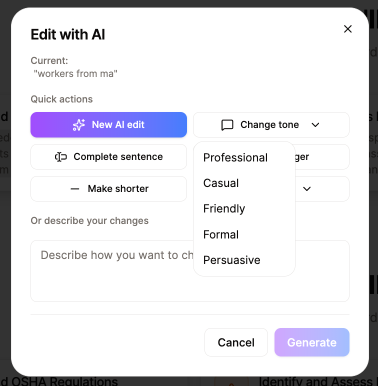 Change Tone of Voice Asset