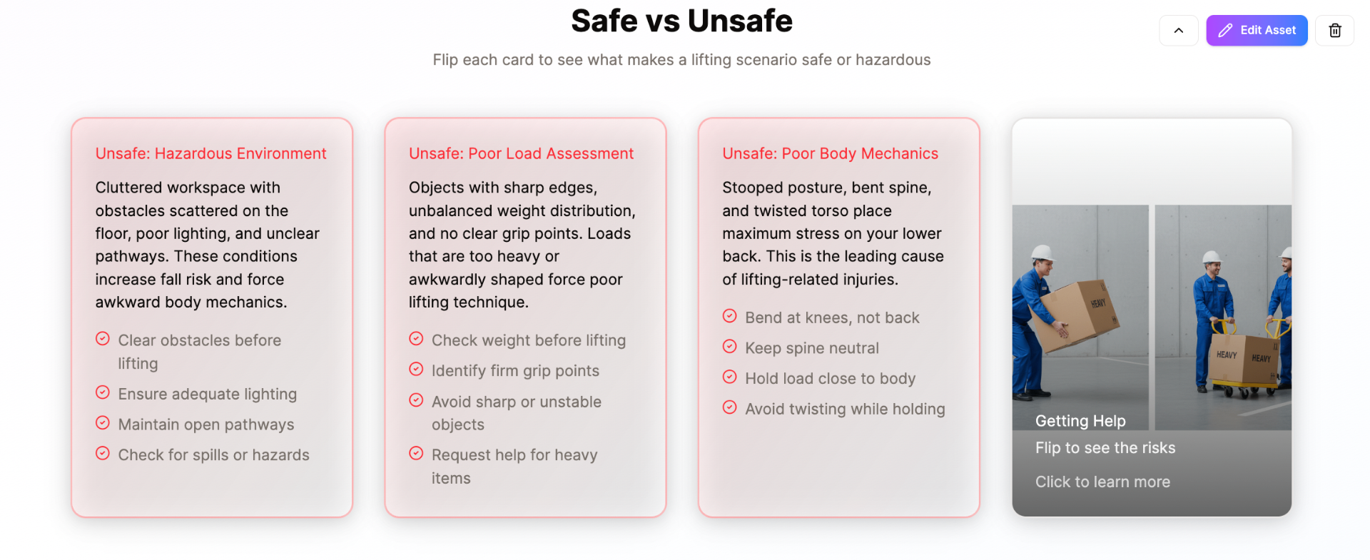 Image and Text Flip Cards Asset