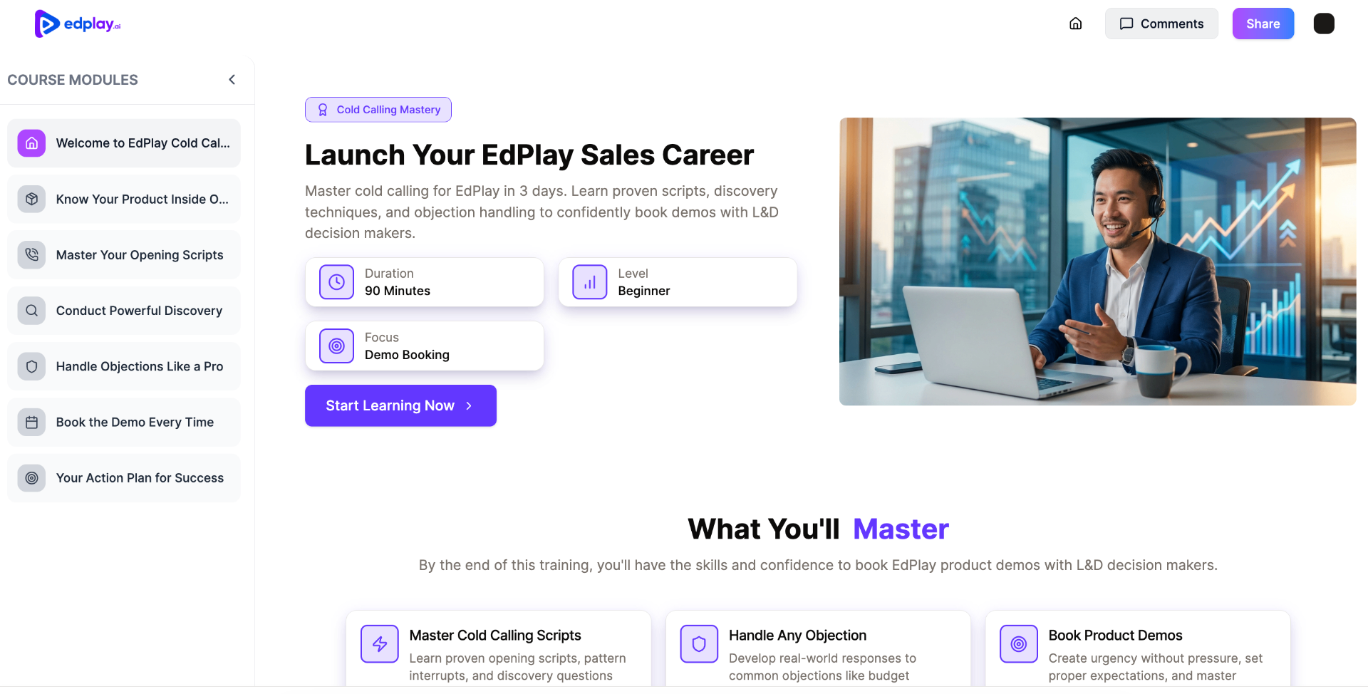 Cold Calling Mastery - Edplay course example for Sales teams