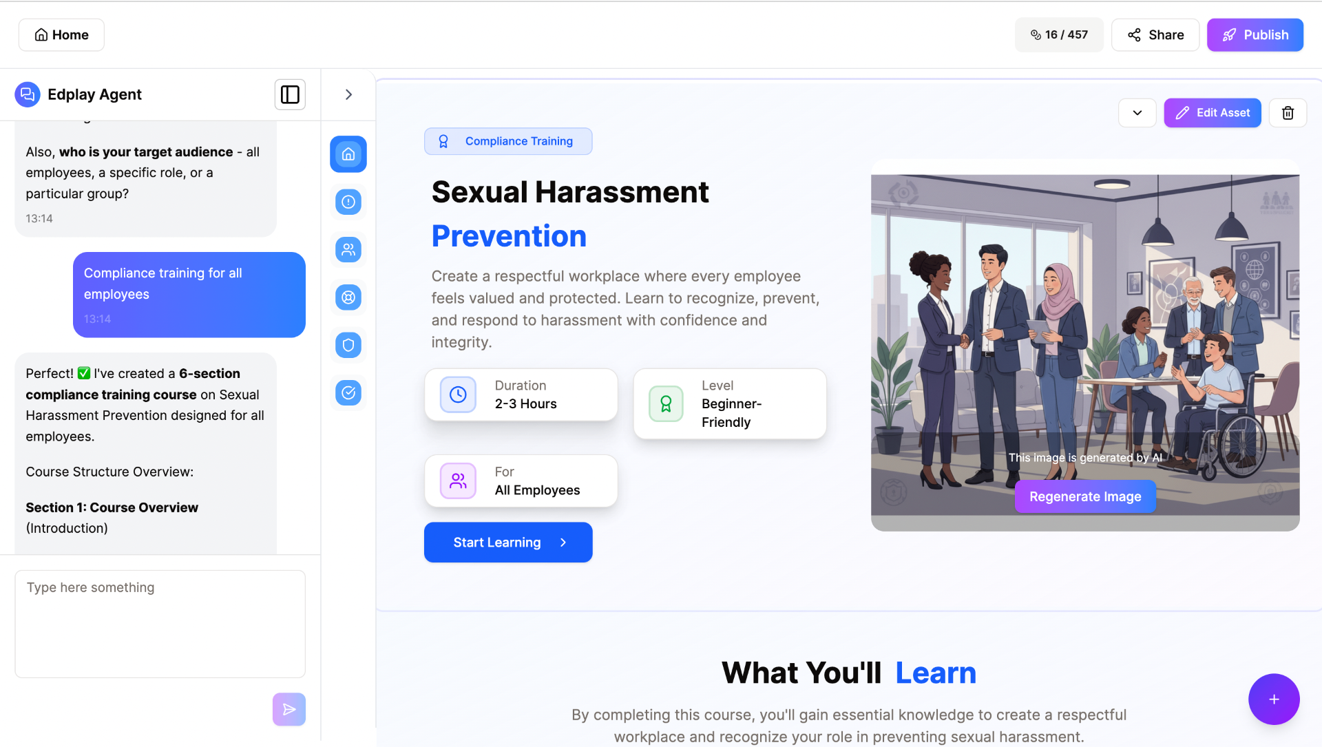 Refine and publish — Edplay product screenshot