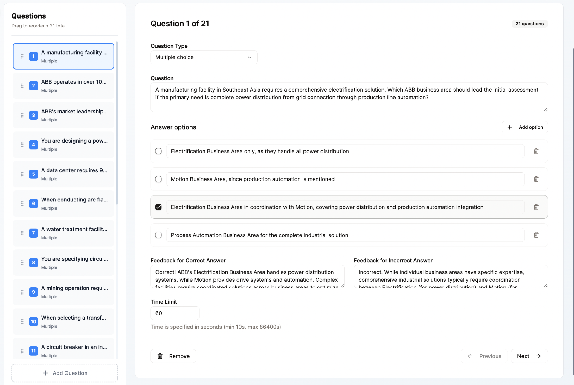 Quiz Question Editor